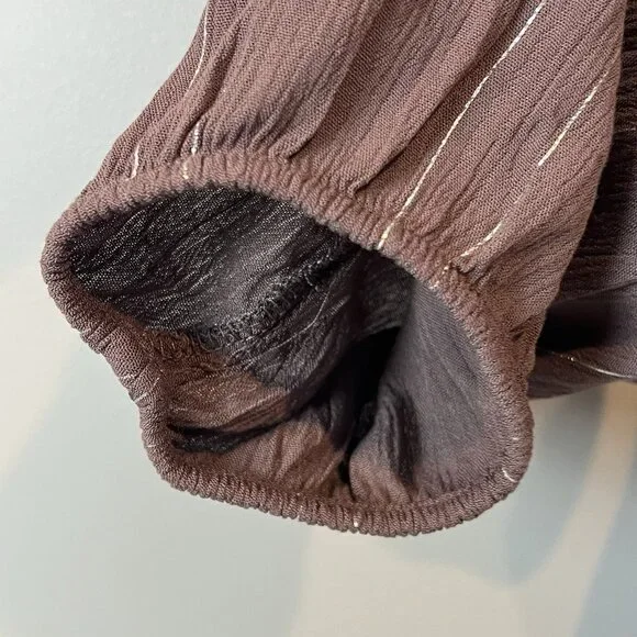 Torrid Crinkle Gauze Lurex Peasant Blouse Womens Size 3x Button Up L/S NWT - Picture 5 of 10